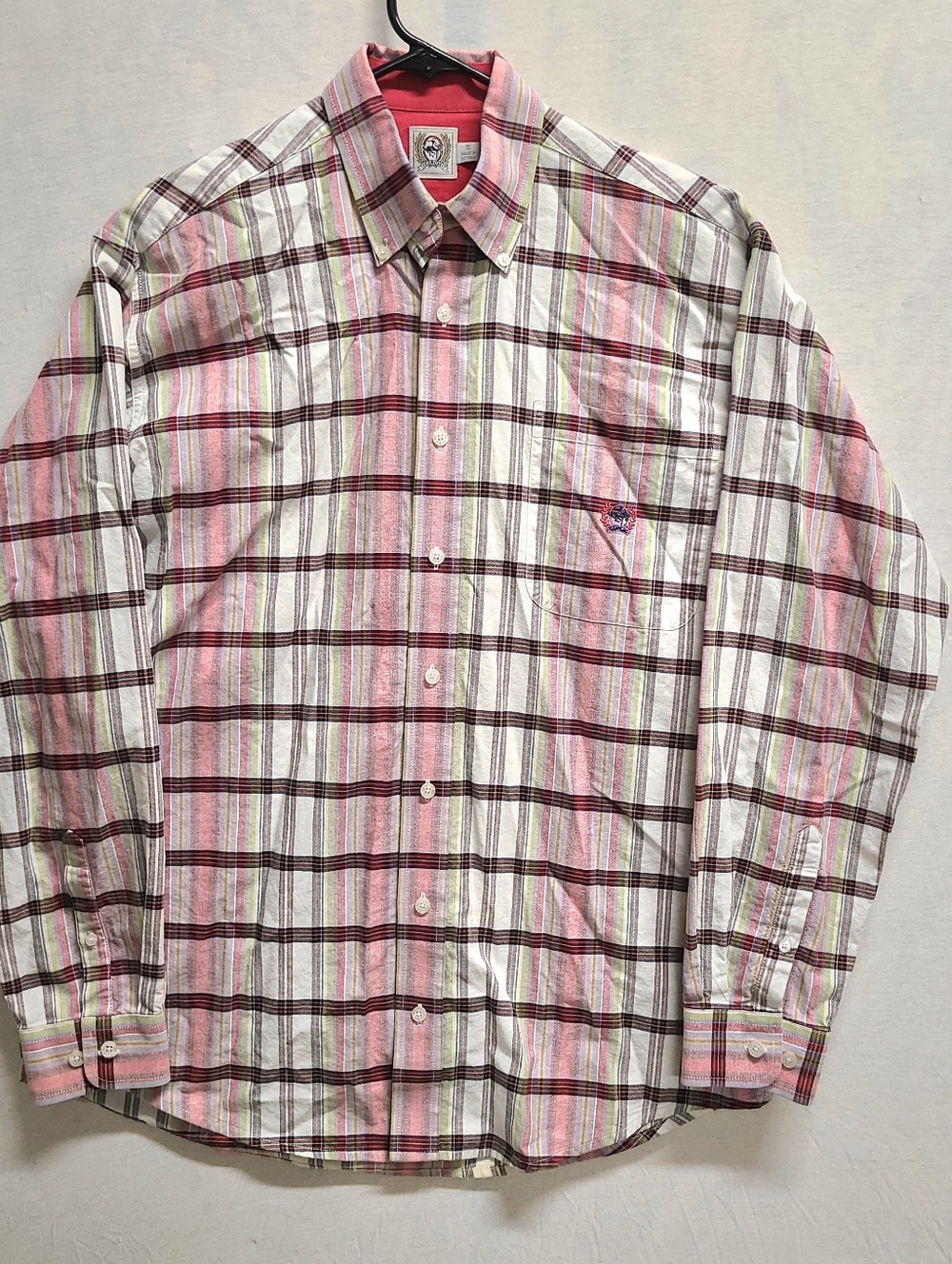 Cinch Mens Shirt Small Button Up Red Black Gray Pink  Plaid  Long Sleeve Pre-own
